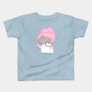 A Bunny's Self-Care Ritual of Blissful Bathing and Masking Kids T-Shirt